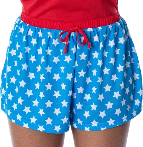 Miniatura 4 de DC Comics Wonder Woman - Conjunto de pijama de 2 piezas con logotipo de lámina dorada para mujer, Logotipo WW