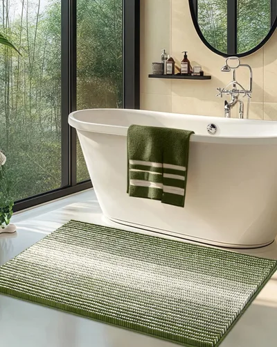 Miniatura 39 de BSICPRO Juegos de Alfombras y Tapetes para Baño, Juego de Alfombra de Baño de Felpilla Gruesa Absorbente de 2 Piezas Antideslizante, Tapetes Suaves