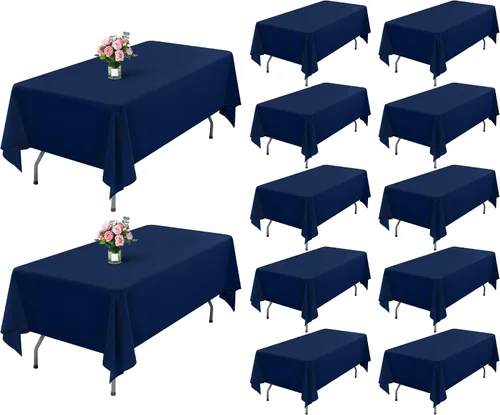 Miniatura 34 de Showgeous Paquete de 4 manteles rectangulares de poliéster de 60 x 102 pulgadas, resistentes a las arrugas, lavables, para bodas, mesas de comedor