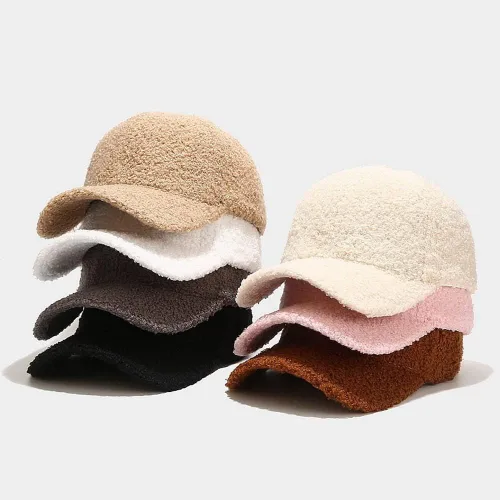 Miniatura 4 de Gorra de béisbol de invierno para mujer, de lana de cordero sintética, cálida, para viajes al aire libre