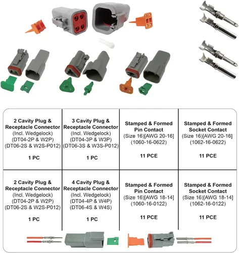 Miniatura 3 de Jackco Kit de conectores originales Deutsch DT de 52 piezas – 2, 3, 4 pines sellados gris macho y hembra conectores conectores AWG 20-14