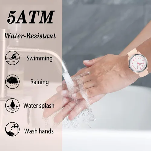 Miniatura 5 de Reloj analógico para niños y niñas, niños y adolescentes, de 5 a 18 años, tiempo de aprendizaje y fácil de leer, reloj de pulsera minimalista