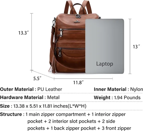 Miniatura 75 de Bolsos mochila monedero de piel sintética para mujer, bolsas con zíper, mochilas de hombro casuales