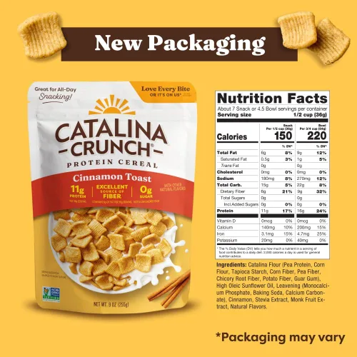Miniatura 2 de Catalina Crunch Cinnamon Toast - Cereal apto para dietas cetogénicas, bajo en carbohidratos, sin azúcar, gluten ni granos, snacks veganos