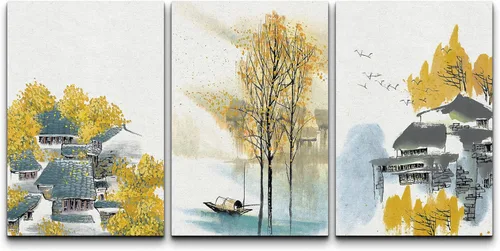 Miniatura 114 de NWT Juego de Arte de Pared de Lienzo Enmarcado Bosque Blanco y Negro Reflejo de Lago Paisaje Naturaleza Vida Silvestre Arte de Fotografía Rústico