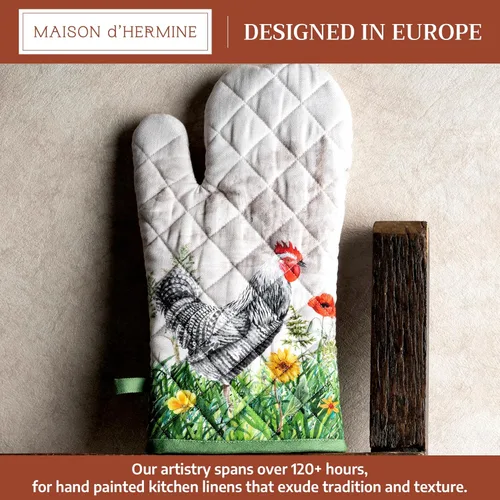 Miniatura 2 de Maison d' Hermine - Guante de horno doble de 7 x 13 pulgadas, con bucle, 100 % algodón, resistente al calor, cocinar, sartenes, hornear, microondas