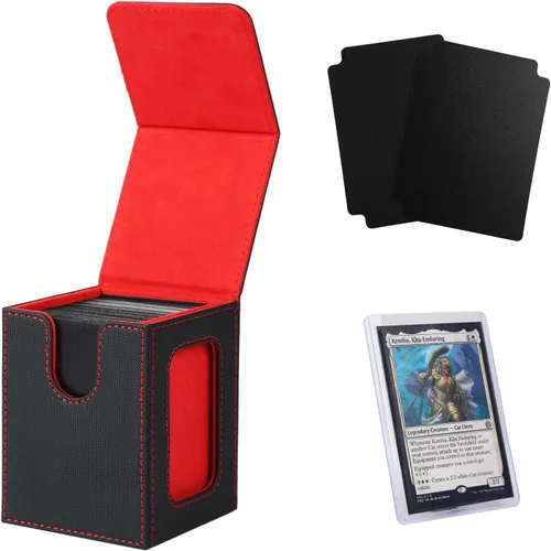 Venssu MTG Caja de cubierta para pantalla Commander, caja de cartas para 100 tarjetas de doble funda, almacenamiento de tarjetas TCG con 2 divisores