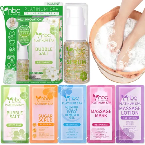 Miniatura 31 de Juego de spa de pedicura para pies, kit de pedicura para el hogar con sal de baño, loción hidratante de crema exfoliante para pies, cuidado de pies