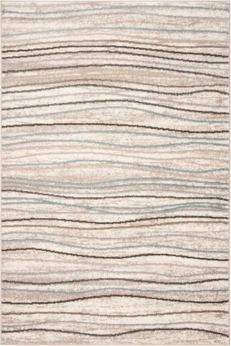 Miniatura 3 de SAFAVIEH Amsterdam Collection AMS111A - Alfombra para pasillo, 2 pies 3 pulgadas x 8 pies, color crema y beige, diseño moderno de ondas a rayas,