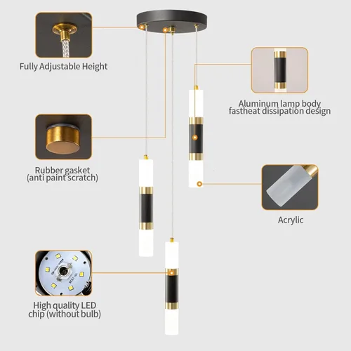 Miniatura 6 de Iluminación colgante moderna de cocina sobre isla regulable LED de 3 luces mini lámpara colgante, luces colgantes de cocina y dormitorio, accesorios