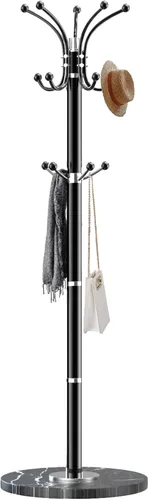 Miniatura 10 de Snaikor Perchero de metal, moderno perchero independiente, resistente soporte de árbol con base cruzada, percheros dorados, árbol de pasillo