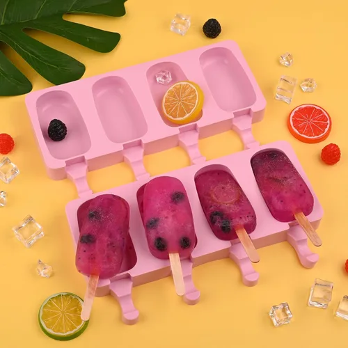 Miniatura 4 de WMKGG Juego de moldes de silicona para paletas, 2 piezas moldes para helado con 50 palitos de madera para cake pop, paletas de hielo, cakesicles Rosa
