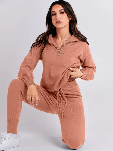 Miniatura 6 de ANRABESS Conjunto de dos piezas para mujer, suéter de manga larga y pantalones con cordón