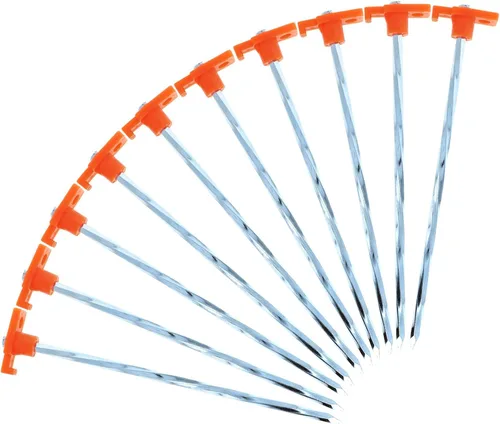 Estacas de acero galvanizado para tienda de campaña de 10 piezas, estacas de jardín naranja