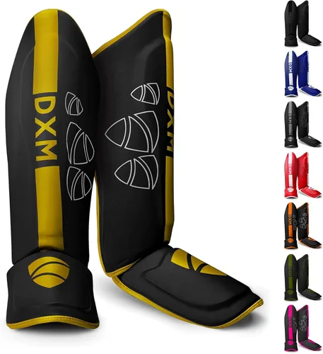 Miniatura 14 de DXM SPORTS Espinilleras de artes marciales kickboxing con protección en el empeine para Muay Thai, boxeo, artes marciales, karate, taekwondo