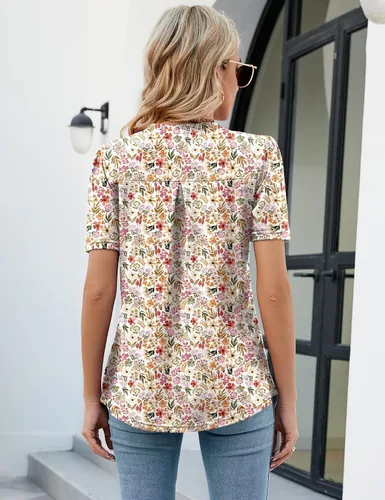 Miniatura 3 de LUYAA Blusas casuales de manga larga para mujer, túnica elegante, cuello en V, botones, ropa de oficina, otoño e invierno