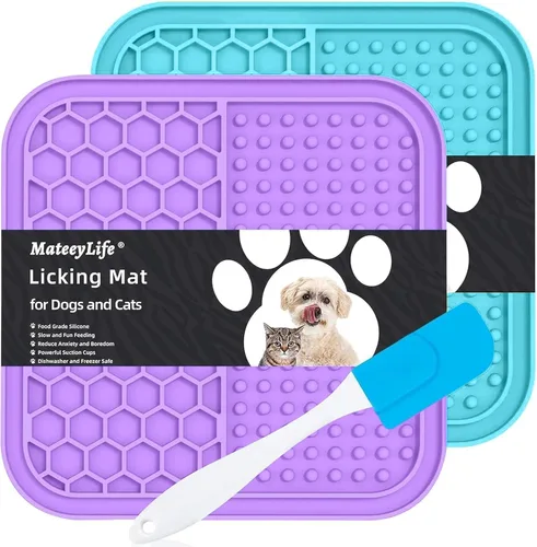 Miniatura 12 de MateeyLife 2 piezas Alfombrilla grande para lamer para perros con ventosas, cuencos de alimentación lenta, alfombrilla para lamer gatos para aliviar