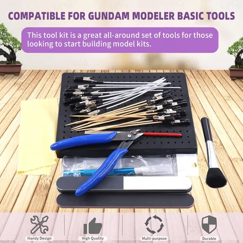 Miniatura 4 de Swpeet Soporte de base de pintura profesional de 37 piezas y compatible con Gundam Modeler, herramientas básicas con kit de palos de clip