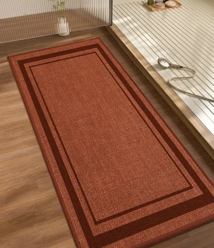 Miniatura 54 de chakme Juego de 2 alfombras de baño ultrafinas, absorbentes, antideslizantes, lavables a máquina, color beige oscuro, 17 x 24 pulgadas + tapete