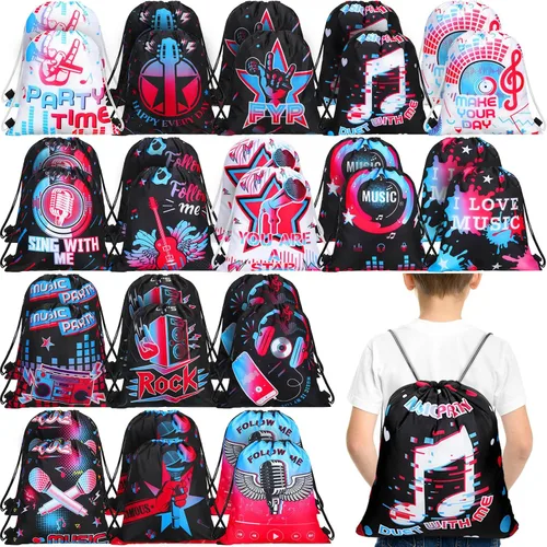 Funtery 32 piezas de bolsas con cordón para fiesta musical, bolsas de regalo para fiesta musical, bolsas de golosinas de cumpleaños para regalos de