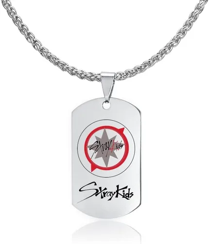 AntaQuyaN Kpop Stray Kids Merch - Collar con colgante para niños joyería de acero inoxidable para regalos color blanco Acero inoxidable Acero