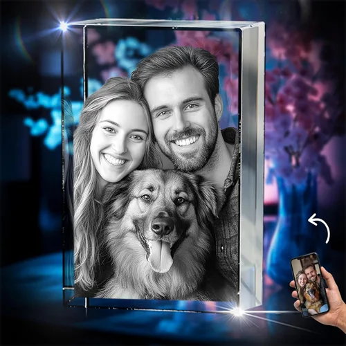 Miniatura 10 de 3D innovation Foto de cristal 3D, regalos conmemorativos personalizados para mamá, papá, esposa, hombres, mascotas, imagen de vidrio personalizada