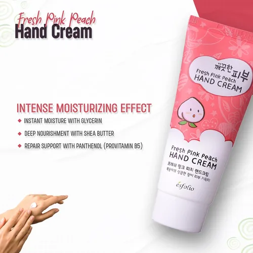 Miniatura 5 de esfolio Crema de manos Fresh Pink Peach – Loción coreana hidratante para manos con extractos de melocotón y albaricoque – Suaviza, hidrata y alisa