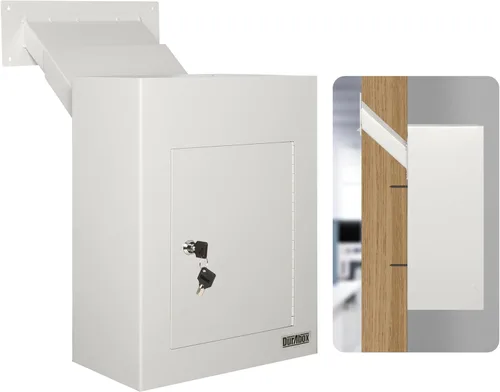 Miniatura 13 de Durabox Caja Fuerte de Depósito con Buzón de 10 x 4 x 16 pulgadas, Acero Resistente con Perfil Delgado, Buzón de Pared con Amplia Ranura de Depósito
