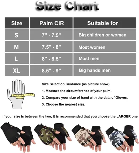Miniatura 7 de Guantes sin dedos Guantes tácticos y de ciclismo para hombres y mujeres, ideales para Airsoft, pesca y entrenamiento