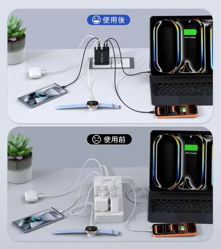 Miniatura 7 de [Paquete de 2] Cargador de pared USB C, bloque de cargador USB C de 50 W, bloques de carga rápida PD de 5 puertos, 2USB C + 3USB A enchufe