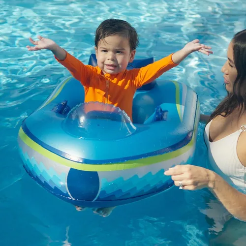 Miniatura 7 de PoolCandy Flotador motorizado para piscina para bebés con control remoto Barco inflable seguro para niños pequeños Edades 1 a 4 Protector