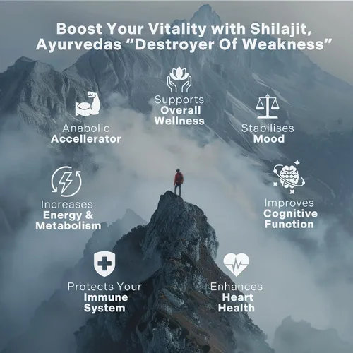 Miniatura 2 de Extracto de Resina de Shilajit del Himalaya Orgánico - Potencia Máxima de 1000mg, Shilajit Puro Testado en Laboratorio para Hombres y Mujeres, Ácido