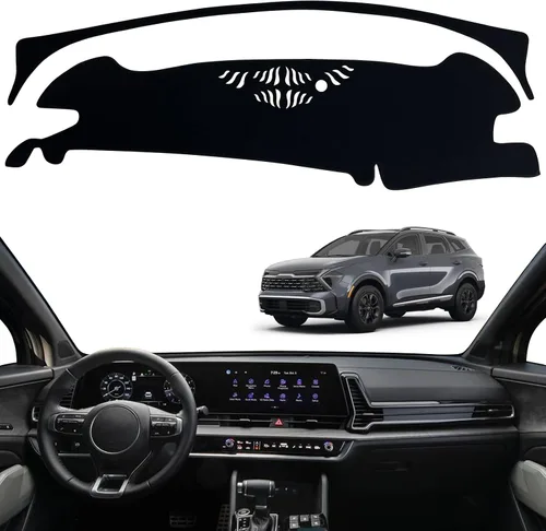 Tapete antideslizante para tablero de instrumentos compatible con Kia Sportage 2023 2024 2025 NQ5, protector solar (borde negro)