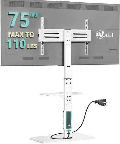 Miniatura 15 de WALI Soporte de TV rodante con manivela de mano, soporte de televisión alto móvil con ruedas para televisores de 30 a 70 pulgadas de hasta 110