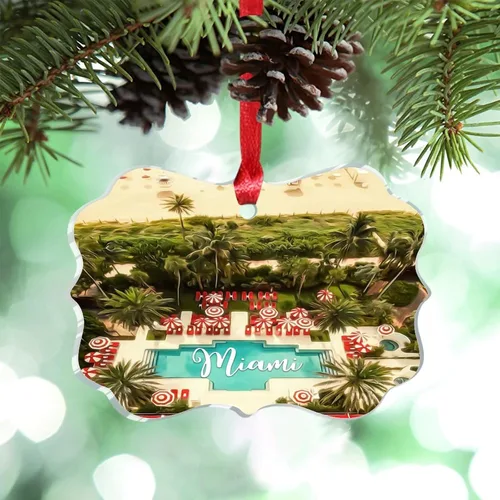 Miniatura 17 de Miami Florida, Estados Unidos, decoración de árbol de Navidad, recuerdos de ciudad de campo, recuerdos personalizados de Navidad 2023, decoración