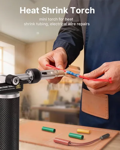 Miniatura 4 de RAVS Kit de Soldador de Butano Inalámbrico, Kit de Soplete de Butano Multifunción de 14 Piezas, Soplete de Soldadura Portátil con Llama Ajustable