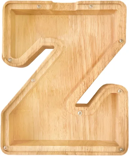 Miniatura 29 de Alcancía de 26 letras del alfabeto inglés A-Z, alcancía de madera transparente de gran capacidad, caja de ahorro de monedas personalizada