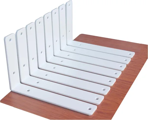 Miniatura 113 de Paquete de 12 soportes de estante en L de 8 pulgadas de largo x 6 pulgadas de alto x 1.5 pulgadas de ancho, 5 mm de grosor, soporte de estante en L