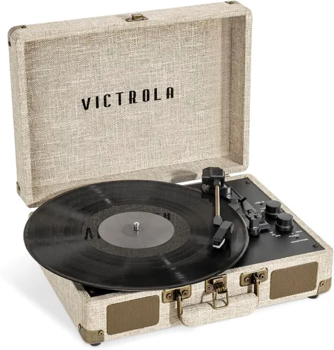 Miniatura 17 de Victrola Journey+ - Reproductor de discos portátil con Bluetooth en maleta – Altavoces integrados, reproductor de vinilos de 33-1/3, 45 y 78 RPM