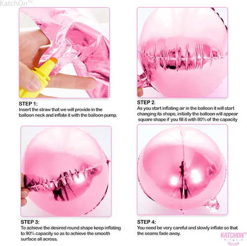 Miniatura 4 de KatchOn, Globos de papel aluminio de color rosa claro, 22 pulgadas, paquete de 6 unidades, globos de Mylar rosa claro para decoraciones de Navidad