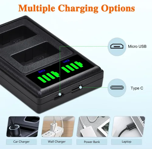 Miniatura 5 de Pickle Power Batería NB-10L Paquete de 2 y cargador dual LED para cámara digital Canon PowerShot G15, G16, G1X, G3X, SX40 HS, SX40HS, SX50 HS, SX60