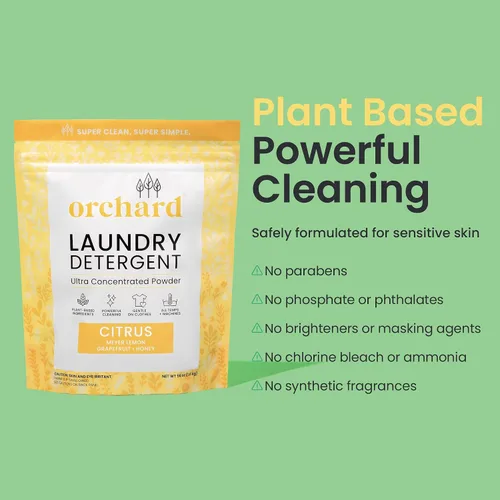 Miniatura 3 de Orchard Detergente en Polvo para Ropa Natural Limpieza Profunda Polvo para Ropa para Piel Sensible - Cítricos - Ingredientes Efectivos a Base