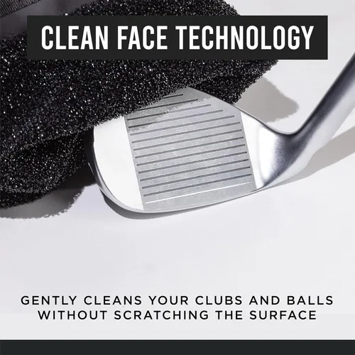 Miniatura 4 de Club Scrub Bolsa de limpieza para palos de golf y pelotas de golf, forro impermeable con tecnología de cara limpia, clip desmontable, lavable a Negro