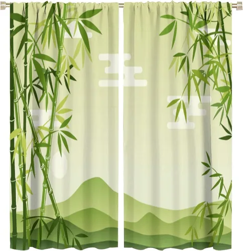 Miniatura 40 de Cortinas de bambú 3D impresas para exteriores, cortinas de bambú natural japonés zen, sala de estar, cocina, bolsillo para barra, cortinas