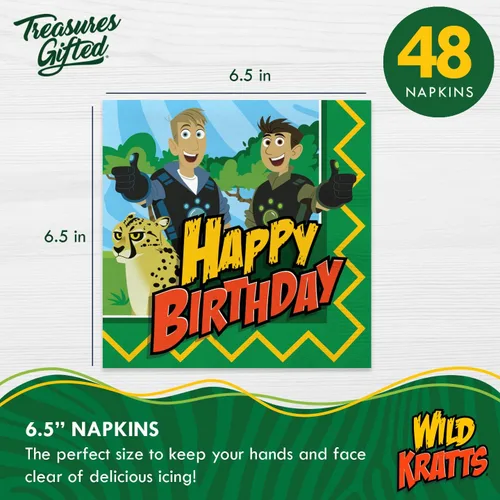 Miniatura 3 de Treasures Gifted Suministros para fiesta de cumpleaños de Wild Kratts con licencia oficial, paquete de 48 servilletas, suministros de fiesta de Wild