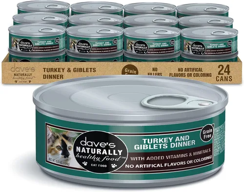 Miniatura 13 de Dave's Pet Food Paté húmedo sin granos para gatos (Turquía), fabricado en Estados Unidos naturalmente saludable, conservado, vitaminas y minerales