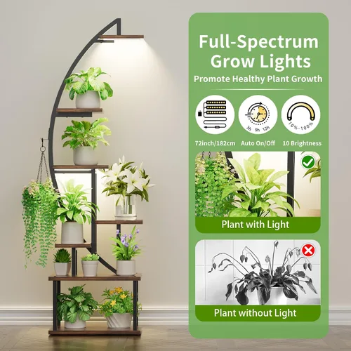 Miniatura 3 de Soporte para plantas de interior con luces de cultivo: estante grande para múltiples plantas, paquete de 2 estantes para plantas de 7 niveles