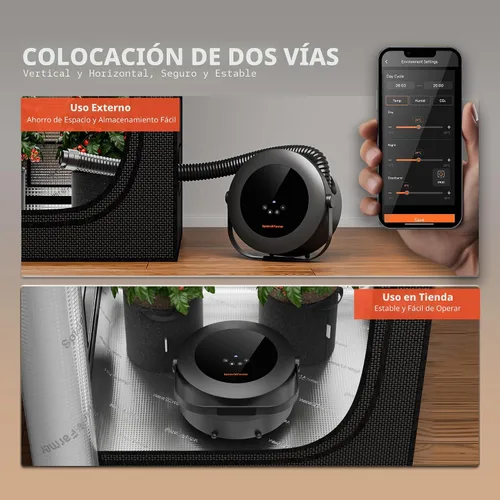 Miniatura 7 de Spider Farmer Calentador de tienda de cultivo, calentador portátil de 530 W con control de temperatura inteligente, temporizador de 24 horas