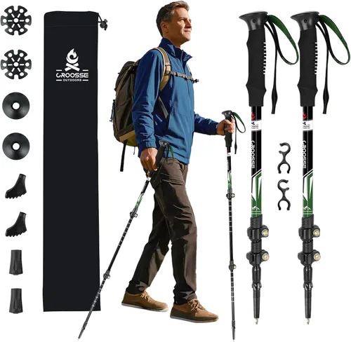 Miniatura 13 de Bastones de trekking ligeros y plegables para senderismo – Paquete de 2 bastones de senderismo ajustables, bastones de aluminio para esquí, caminata