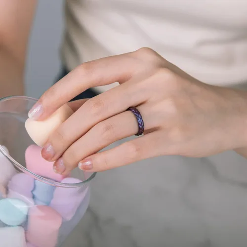 Miniatura 5 de Egnaro Silicone Ring Women, Stackable Braided Rings for Women, Breathable Inner Arc Rubber Rings Women, Unique Design Silicone Wedding Bands Women